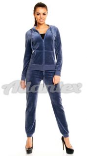 Niebieski damski dres welurowy – komplet bluza i spodnie Niebieski damski dres welurowy – komplet bluza i spodnie